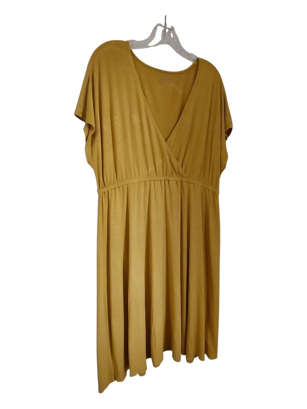 Mustard V-Neck Short Sleeve Women's Dress